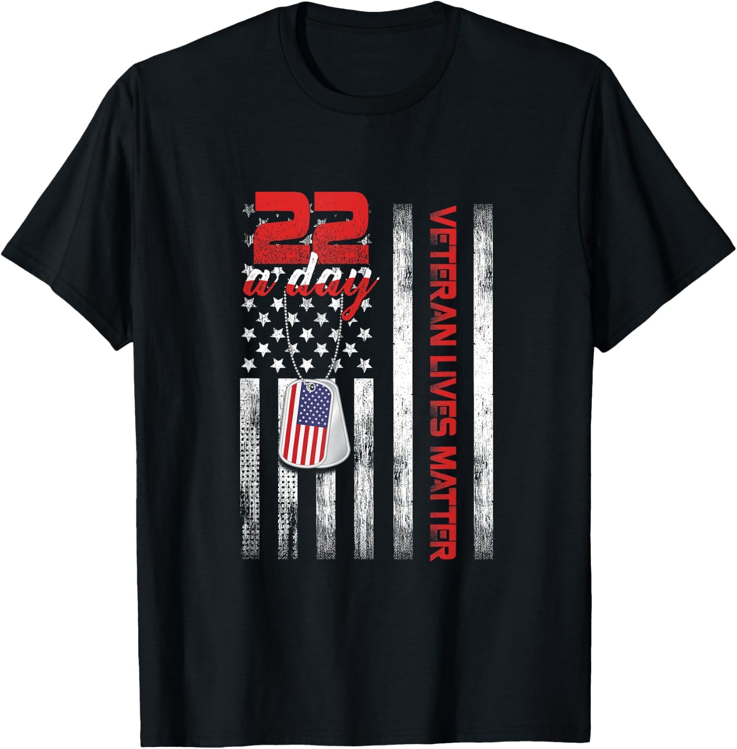 Veteran Lives Matter Suicide Awareness PTSD Veteran 22 Day T-Shirt - T-Shirt | Black