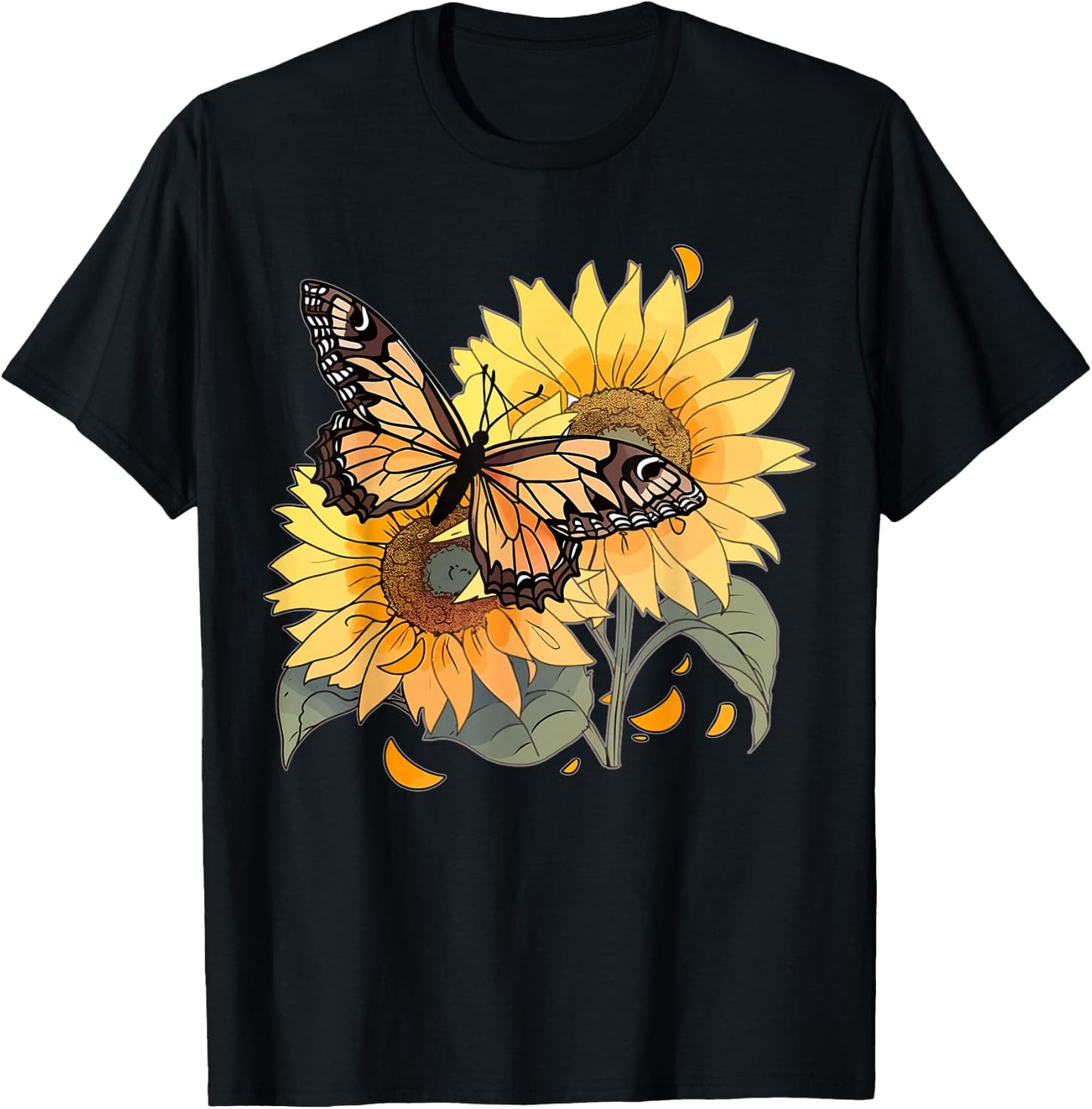 Cute Butterfly Sunflower design butterflies and butterfly T-Shirt - T-Shirt | Black