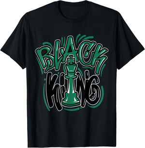 Black King Match 3s Retro Pine Green T-Shirt - T-Shirt | Black
