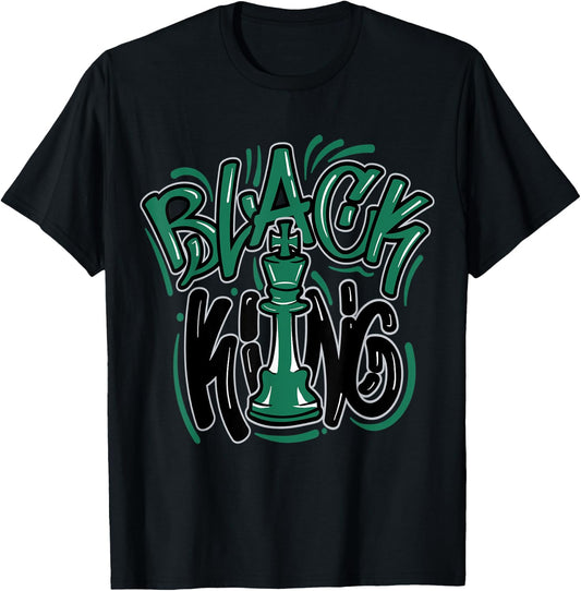 Black King Match 3s Retro Pine Green T-Shirt - T-Shirt | Black