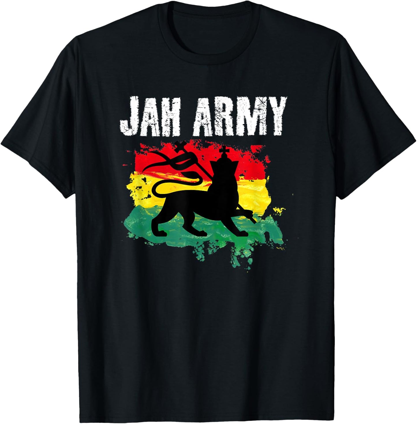 Jah Jah Army Rastafarian Clothing Jamaica Souvenir Reggae T-Shirt - T-Shirt | Black