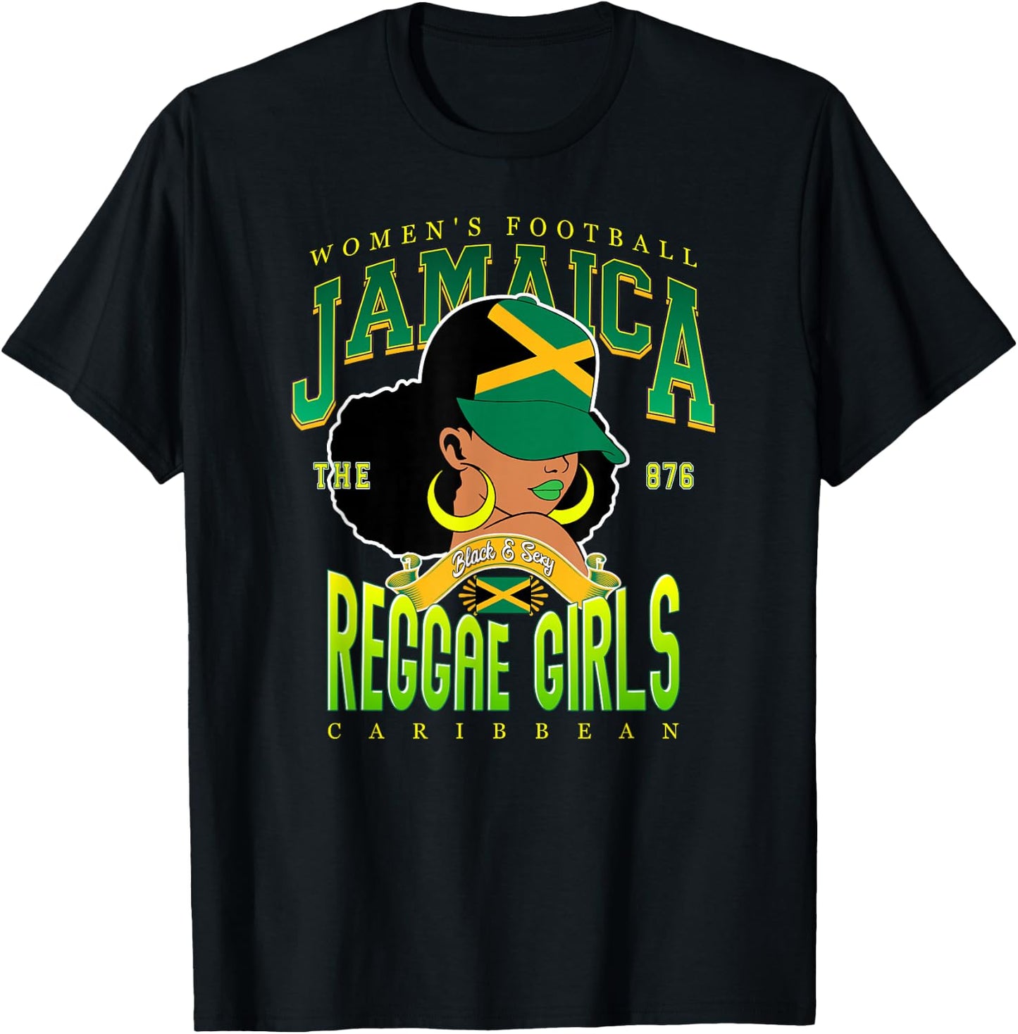 Kingston Reggae Girls Black & Sexy Afro Pride Design T-Shirt - T-Shirt | Black