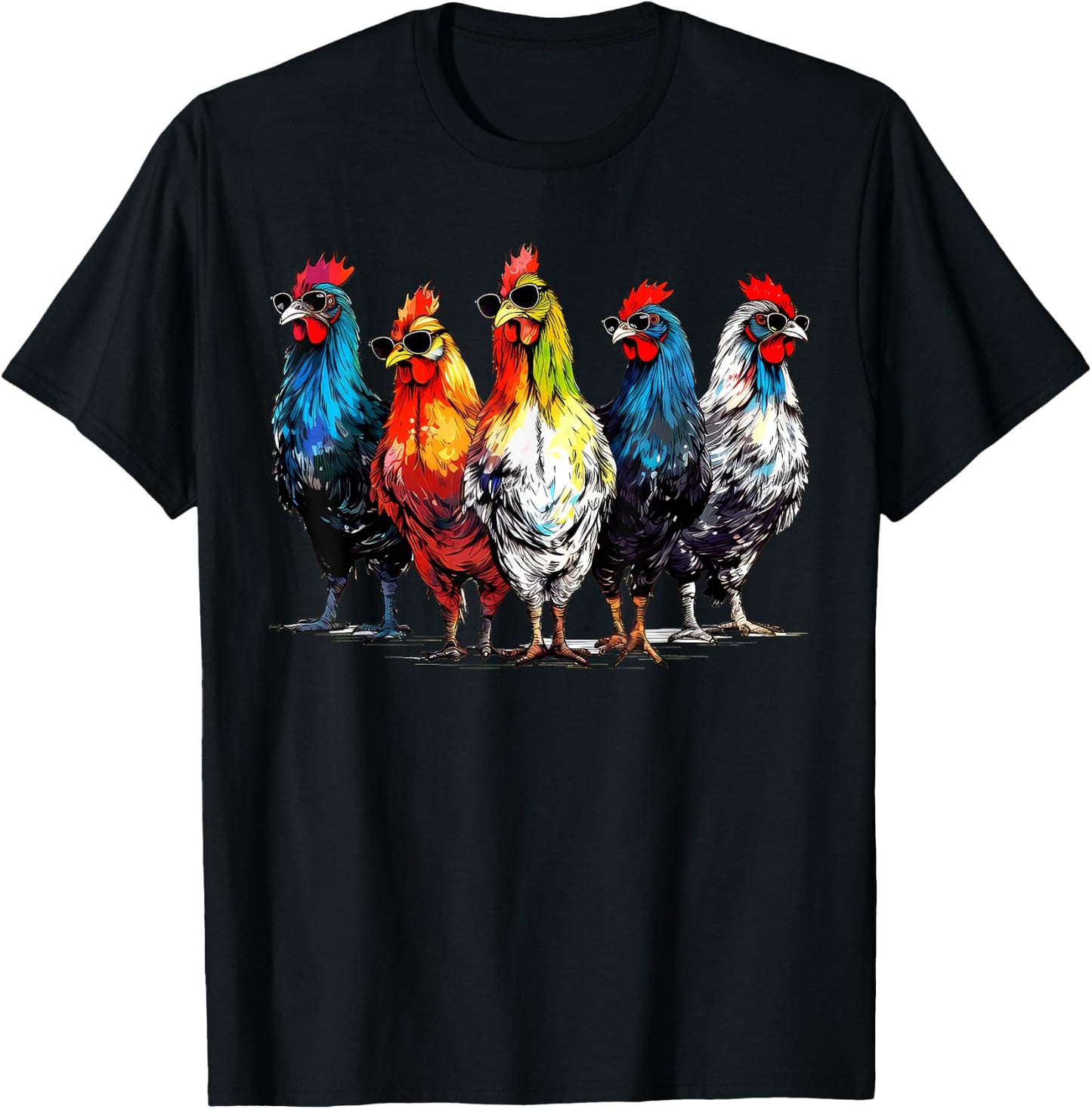 Cool Rooster Wearing Sunglasses Farmer Retro Farm Animals T-Shirt - T-Shirt | Black