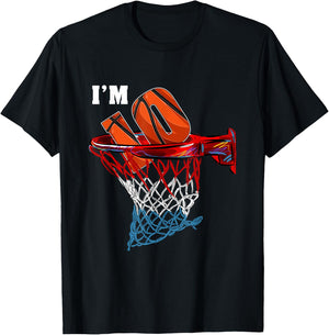 Basketball Net Ball Game I'm 10 Years Old Gift Birthday T-Shirt - T-Shirt | Black
