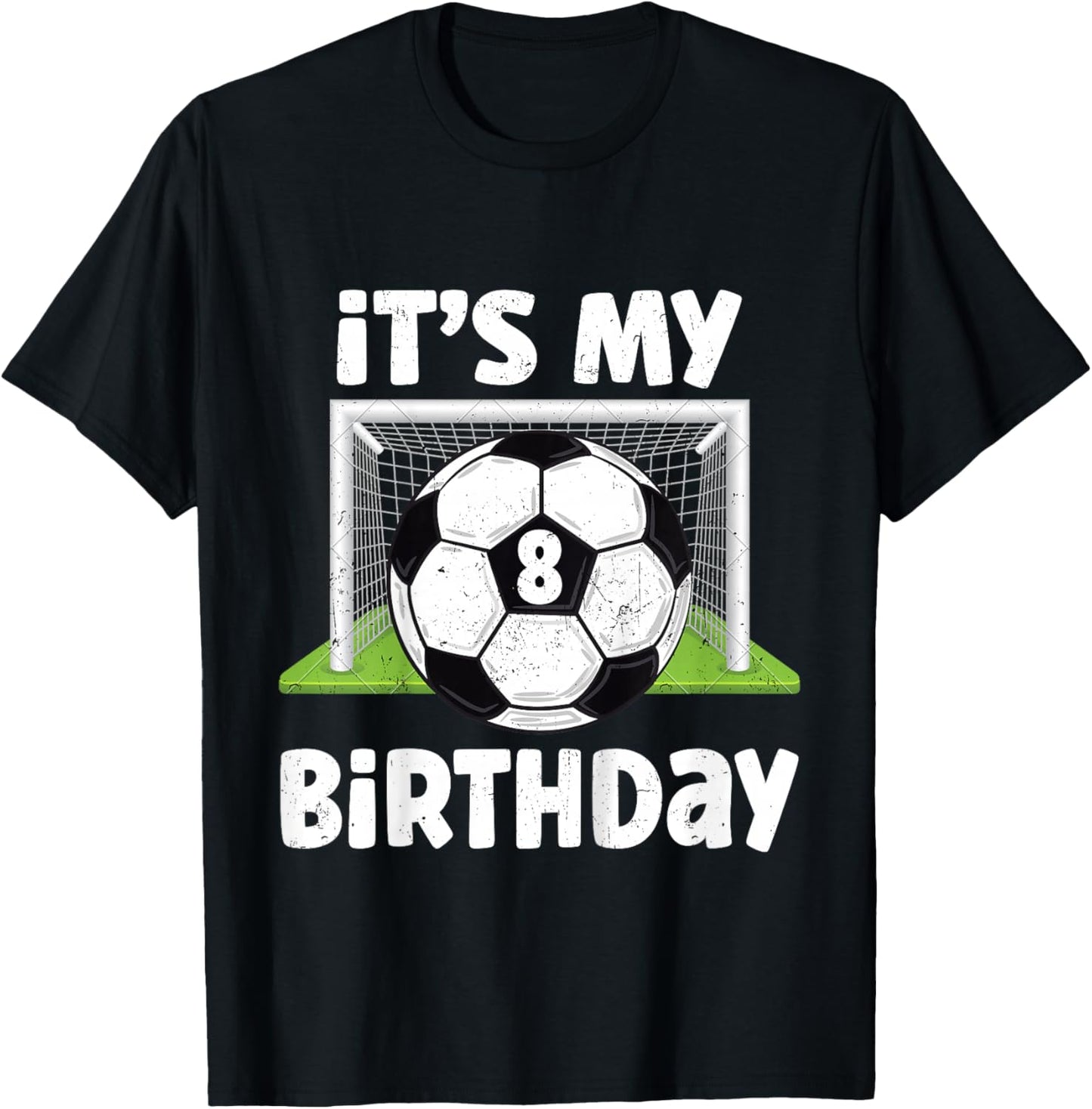 Kids 8 Years Old Soccer 8th Birthday Player Kids B-Day Party T-Shirt - T-Shirt | Black