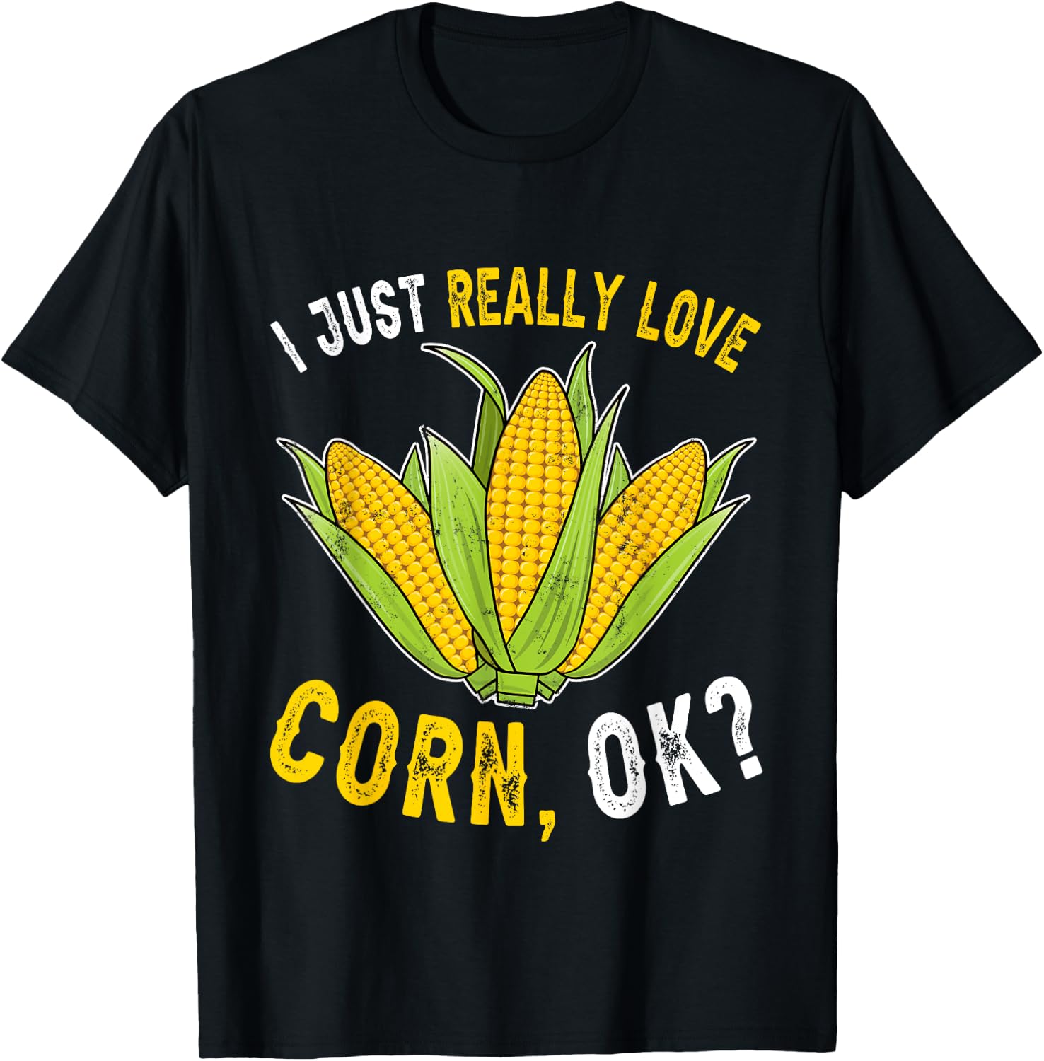 I Love Corn Cute Funny Corn On The Cob Corn Lover T-Shirt - T-Shirt | Black