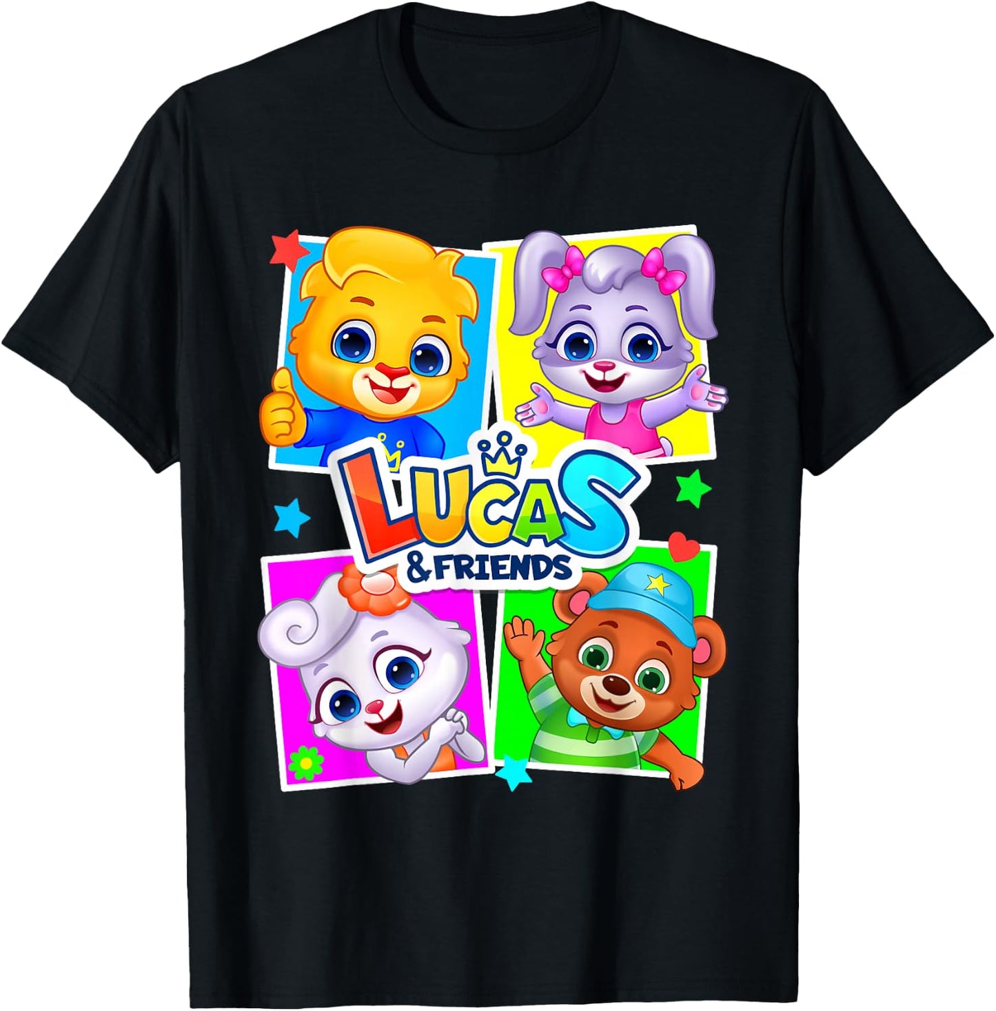 Lucas and Friends by RV AppStudios | Kids Popular Characters Small T-Shirt - T-Shirt | Black