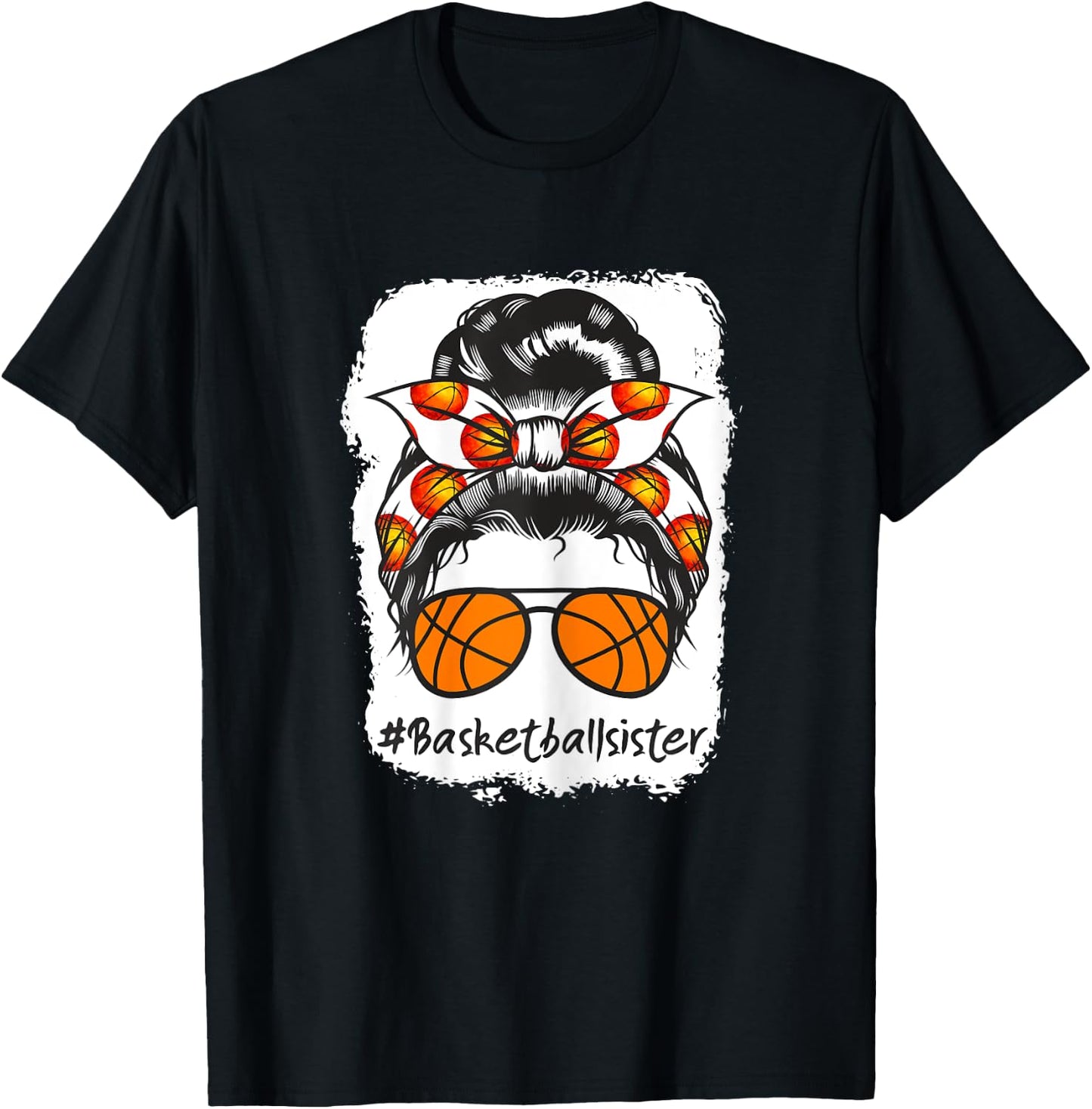 Bleached Basketball Sister Messy Bun Ball T-Shirt - T-Shirt | Black