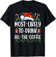 Most Likely To Drink All The Coffee Funny Family Christmas T-Shirt - T-Shirt | Black