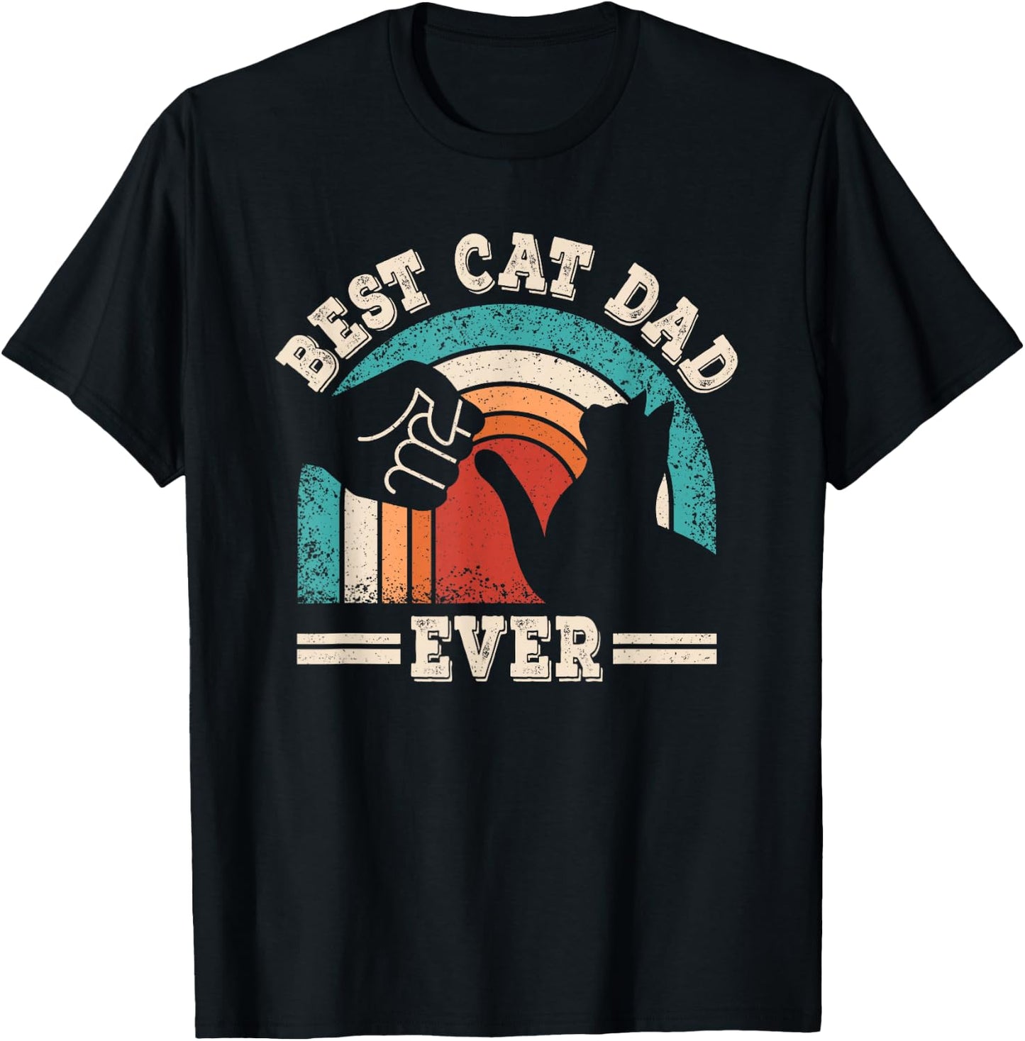 Best Cat Dad Ever Funny Retro Cat Lover Vintage Men T-Shirt - T-Shirt | Black