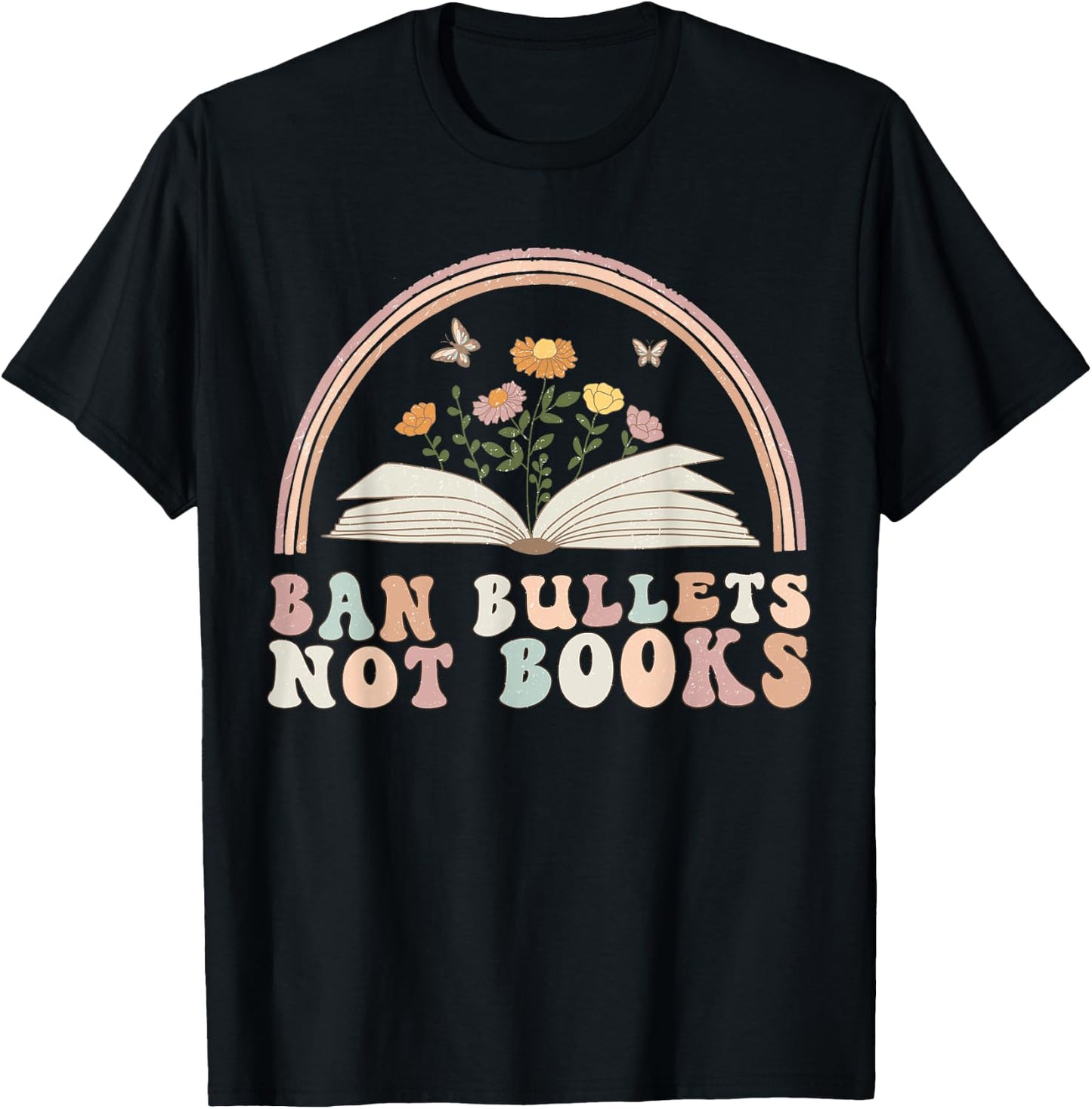 Ban Bullets Not Books Anti Gun Violence Awareness Library T-Shirt - T-Shirt | Black