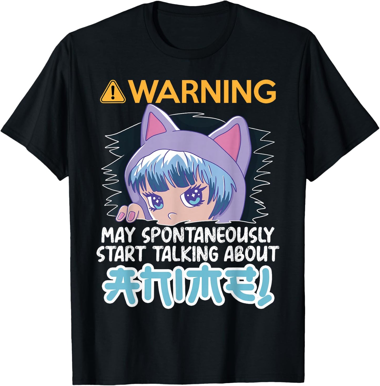 Warning May Spontaneously Talk About Anime Teen Manga Girl T-Shirt - T-Shirt | Black