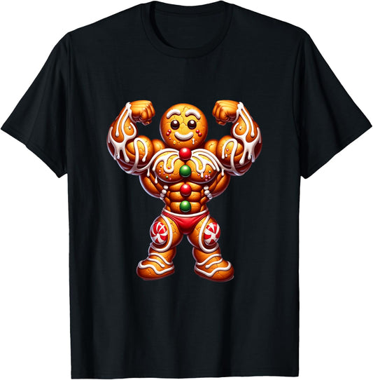 Fitness X-Mas Holiday Bodybuilding Men Women -Adult Black Cartoon Holiday Workout Small T-Shirt - T-Shirt | Black