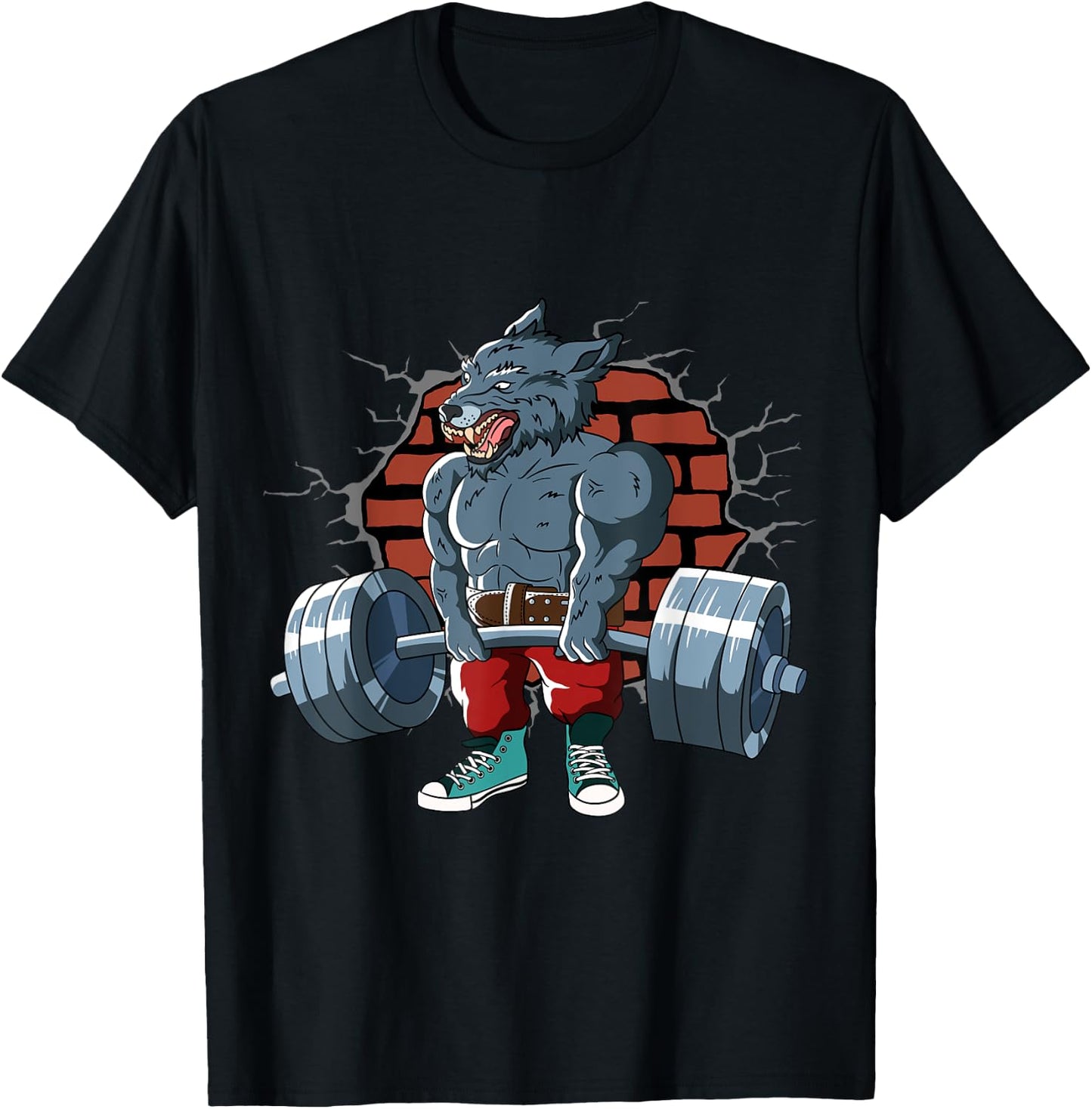 Fitness Alpha Wolf doing Deadlift Workout Training Gym T-Shirt - T-Shirt | Black