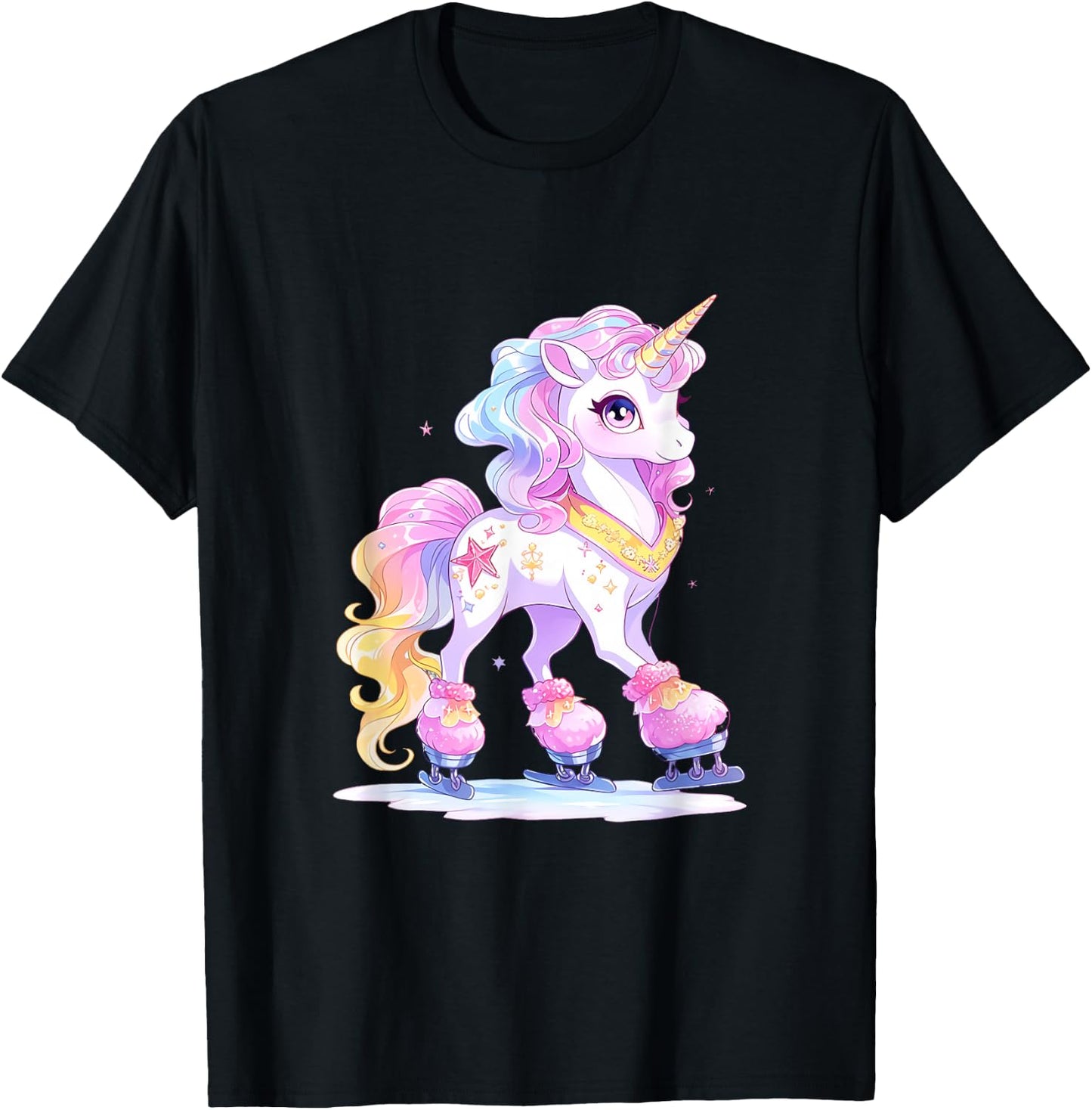 Unicorn Ice Skates Figure Skating Ice Skates Children T-Shirt - T-Shirt | Black