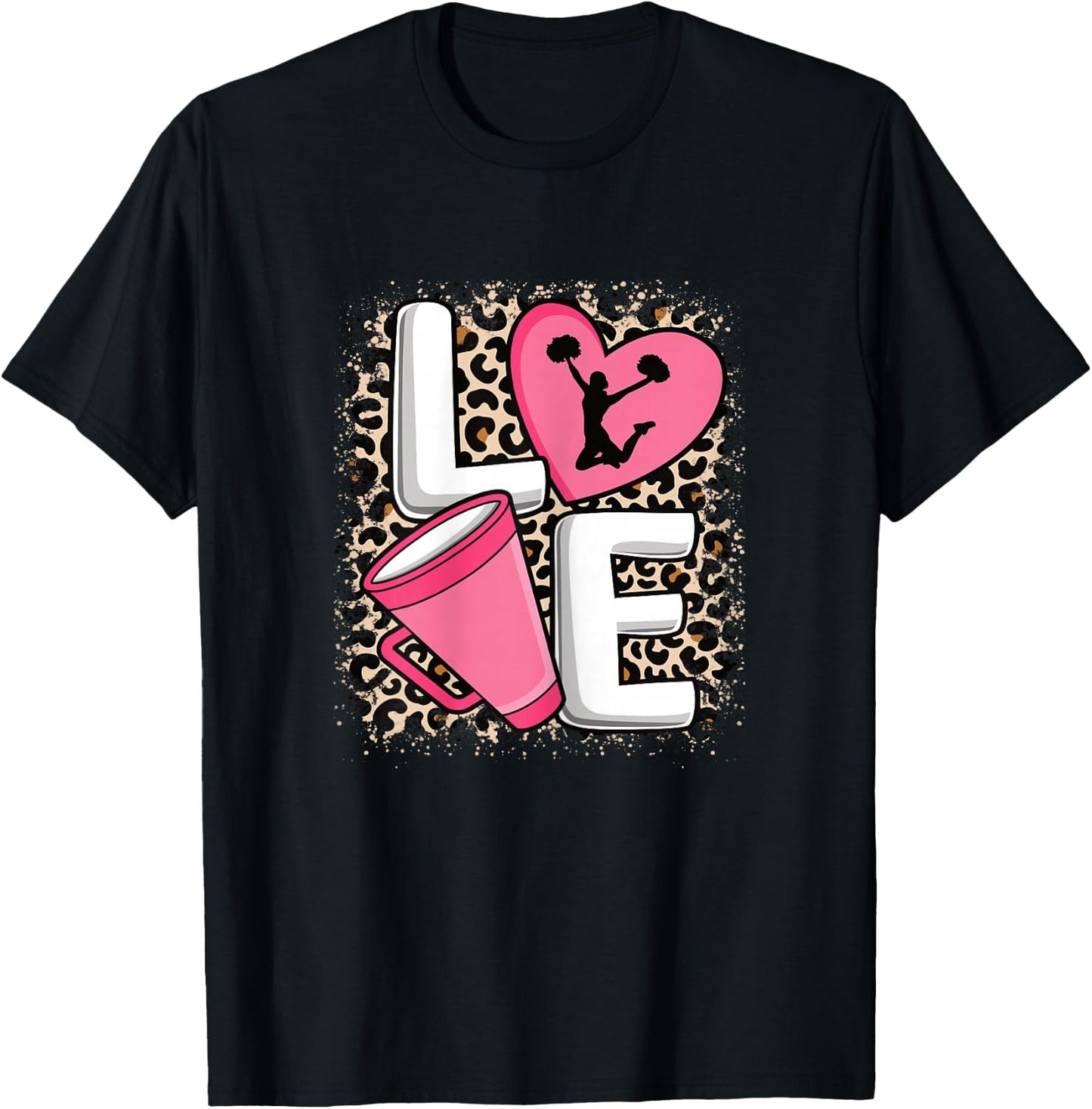 Love Cheer Cheerleader Cheerleading Women Girls T-Shirt - T-Shirt | Black