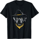 Golden Retriever Drawing - Realistic Cowboy Dog Face T-Shirt - T-Shirt | Black
