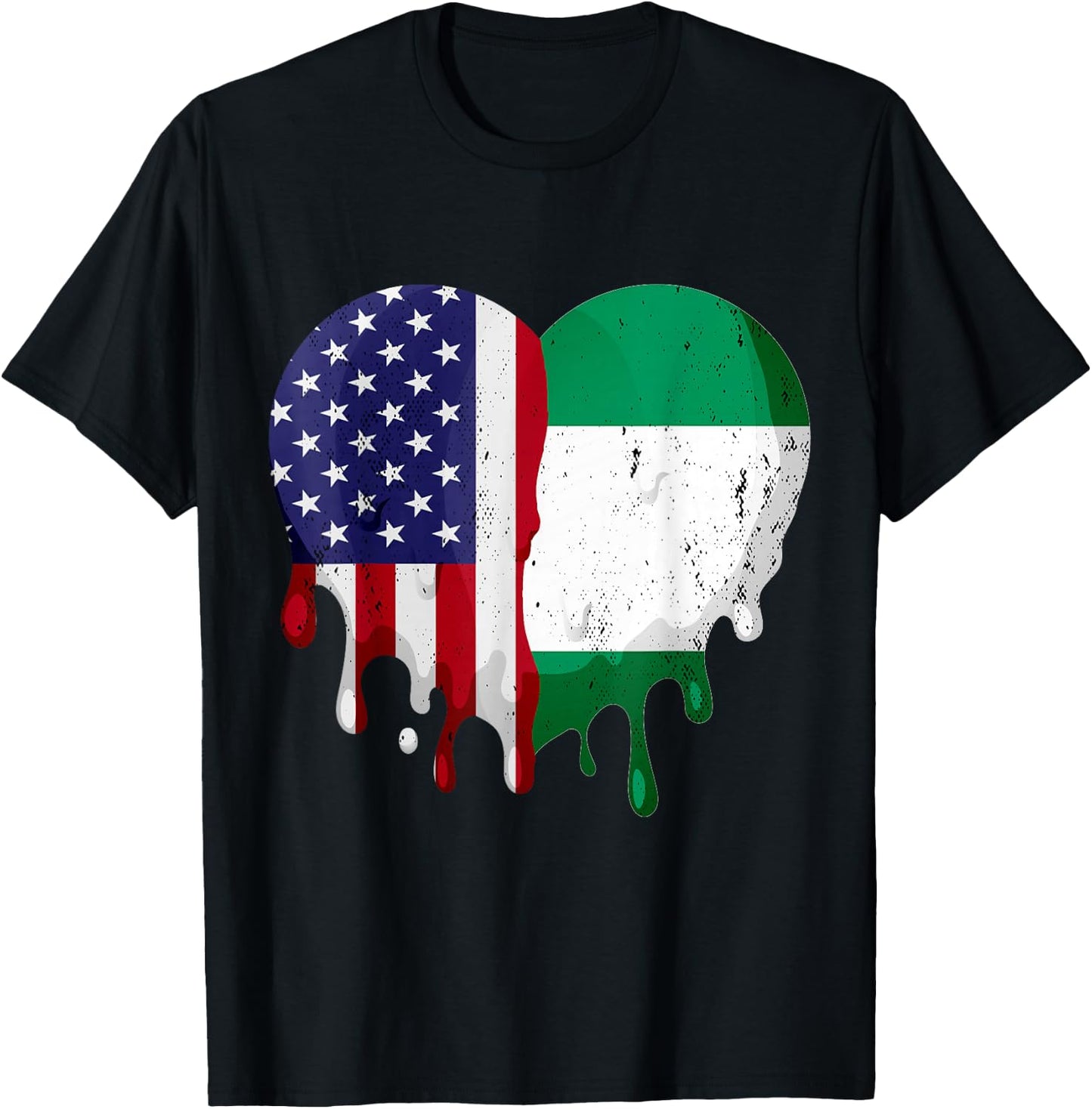 American Nigerian Heritage Month Nigeria Flag Heart T-Shirt - T-Shirt | Black
