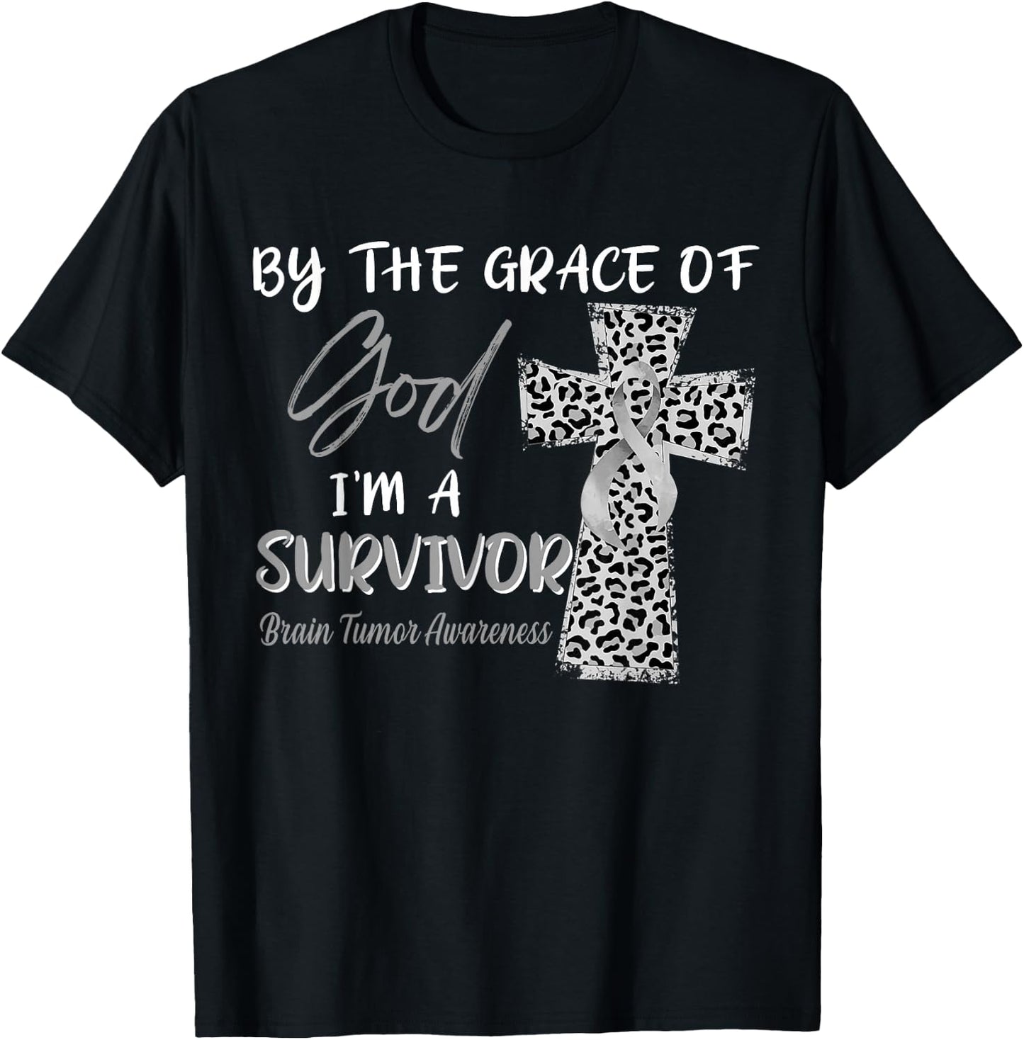 I'm A Survivor Brain Tumor Awareness Grey Ribbon T-Shirt - T-Shirt | Black