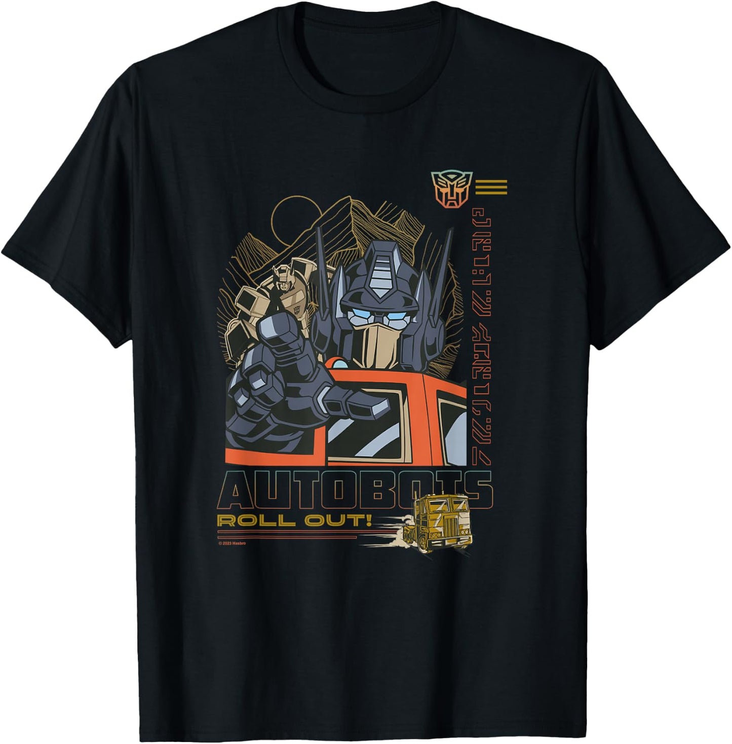 Transformers Classic Autobots Roll Out! Retro Optimus Poster T-Shirt - T-Shirt | Black