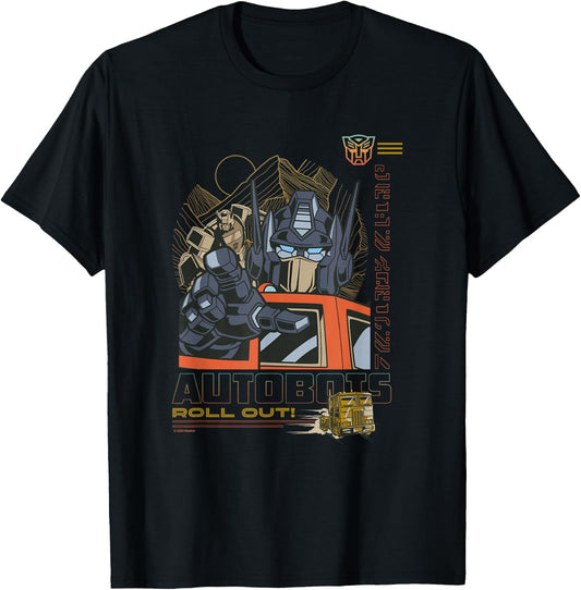 Transformers Classic Autobots Roll Out! Retro Optimus Poster T-Shirt - T-Shirt | Black