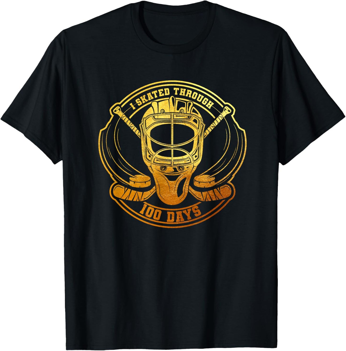 I Skated Through 100 Days 100th Day Of School Ice Hockey T-Shirt - T-Shirt | Black