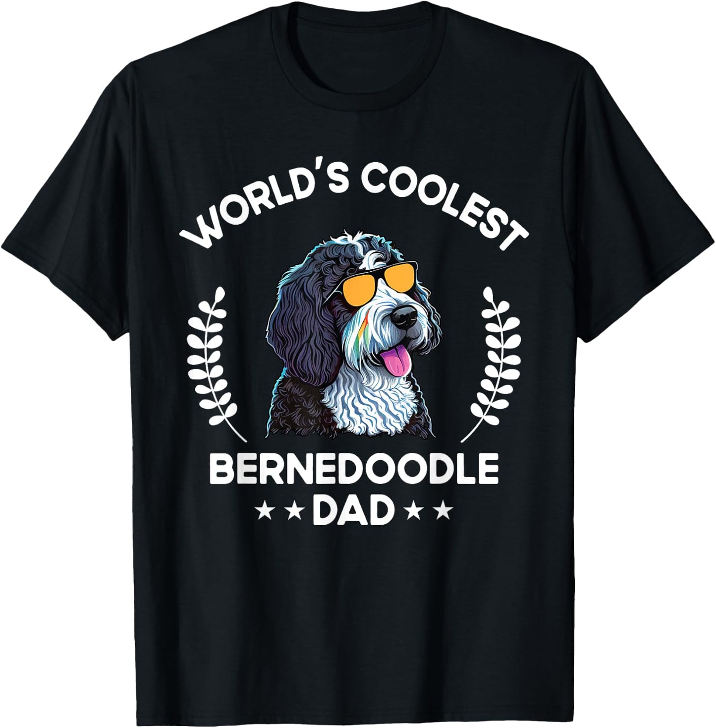 The Woof Wardrobe World's Coolest Dog Dad Papa Bernedoodle - Black, Small, Men, , Short Sleeve, , Modern Classic, Cotton Blend, All Seasons, Kids, Dog Themed T-Shirt - T-Shirt | Black