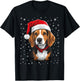 Beagle Dog Christmas Santa Hat Xmas Pajama for Adults kids T-Shirt - T-Shirt | Black