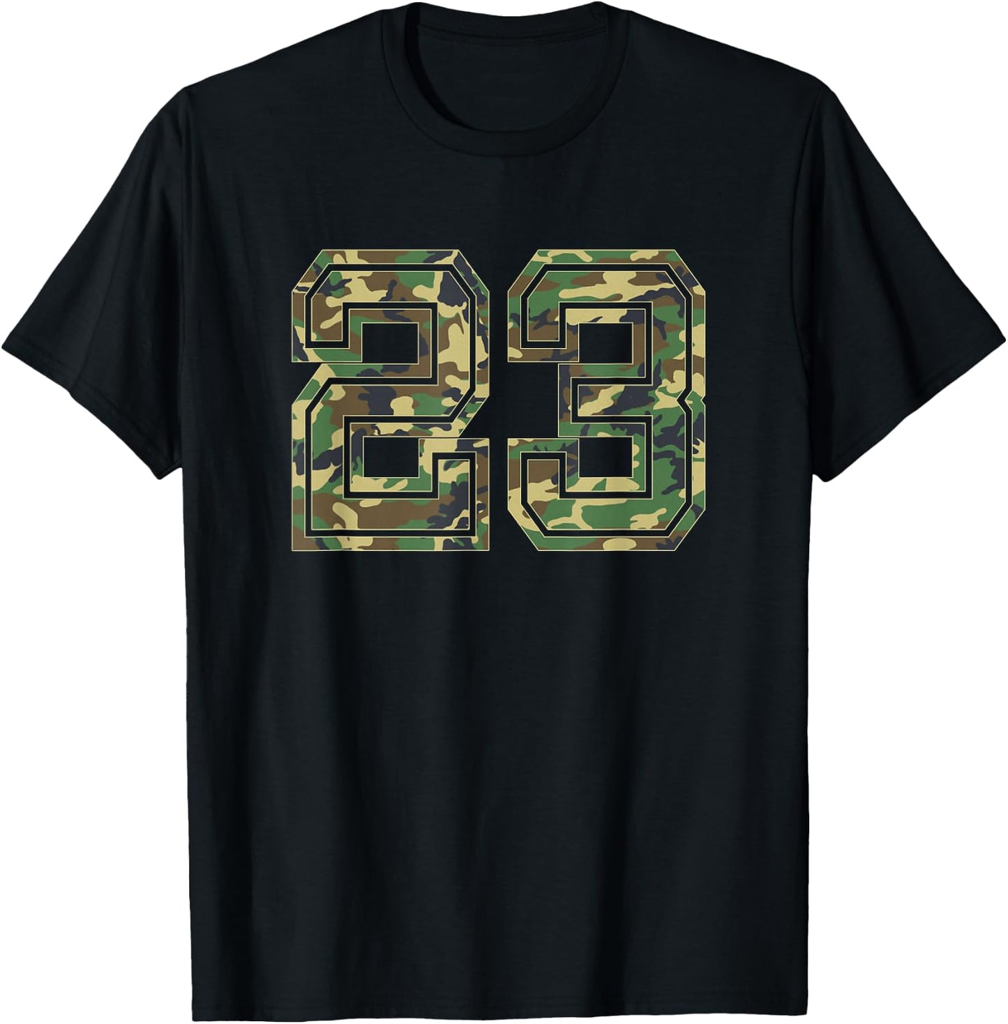 Team Jersey Number 23 Camo Camouflage T-Shirt - T-Shirt | Black