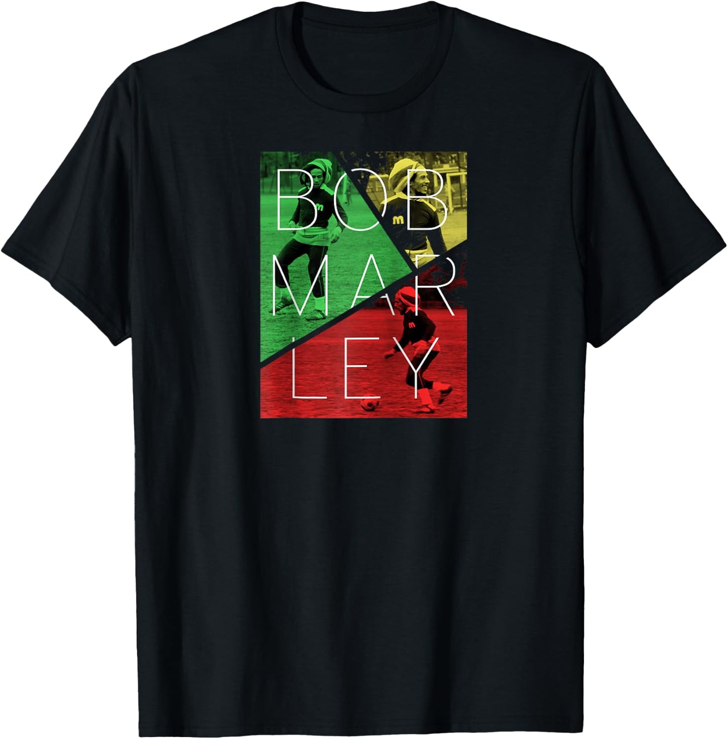 Bob Marley Soccer Split Raglan Baseball T-Shirt - T-Shirt | Black