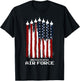 Vintage US Air Force Veterans USA American Flag 4th of July T-Shirt - T-Shirt | Black
