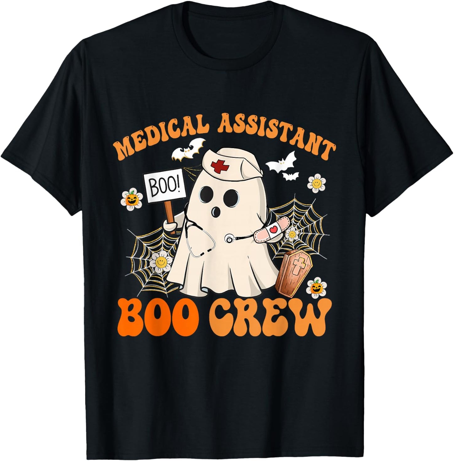 Medical Assistant Boo Crew Funny Ghost Halloween Costumes T-Shirt - T-Shirt | Black