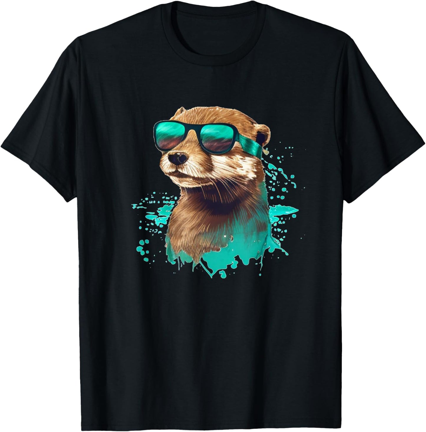 Funny looking Otter with Sunglasses T-Shirt - T-Shirt | Black