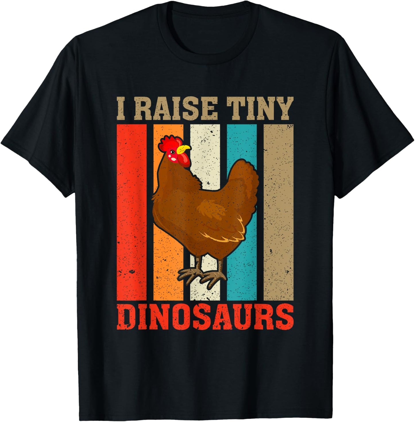 I Raise Tiny Dinosaurs Vintage Funny Chicken Lover Farmer T-Shirt - T-Shirt | Black