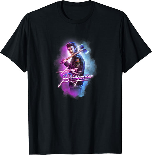 Stranger Things Steve Always The Babysitter Ax Retro Logo T-Shirt - T-Shirt | Black