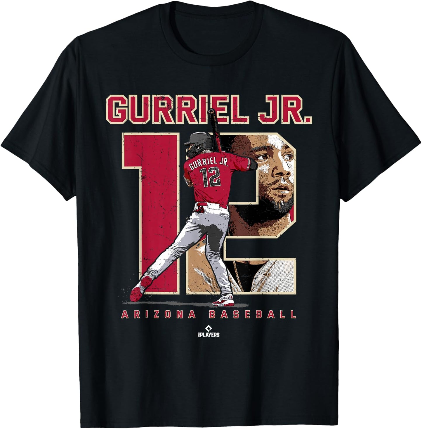 Number and Portrait Lourdes Gurriel Jr Arizona MLBPA T-Shirt - T-Shirt | Black