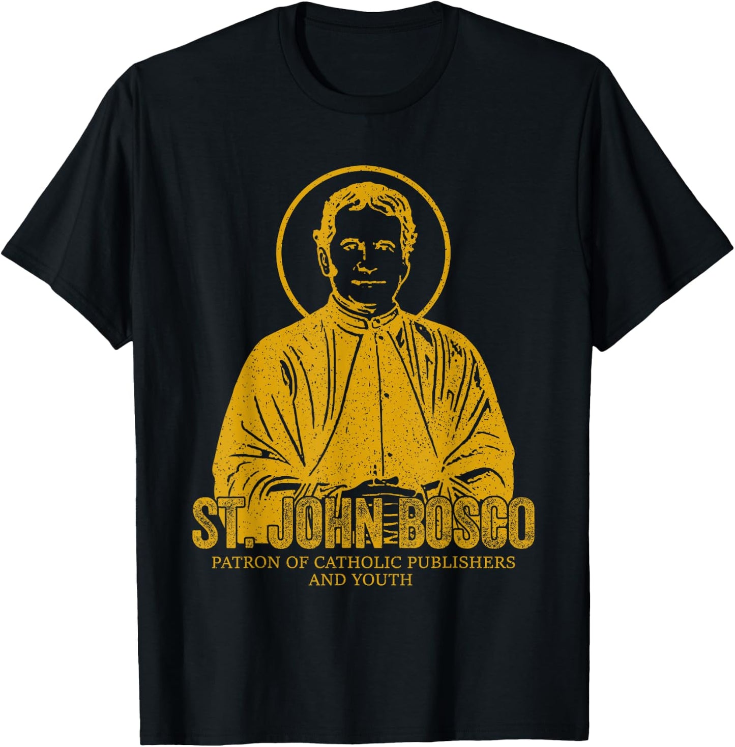 Catholicism Gold St. John Bosco Catholic Christian Saint T-Shirt - T-Shirt | Black