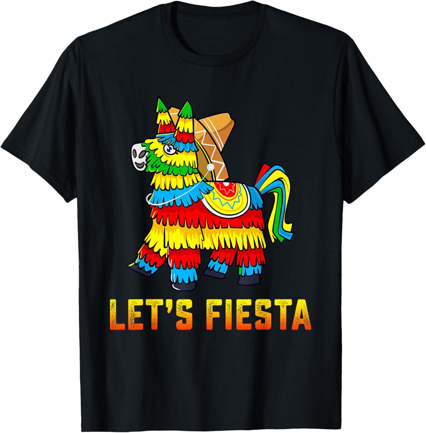Let's Fiesta Pinata Cinco De Mayo Party Mexican T-Shirt - T-Shirt | Black