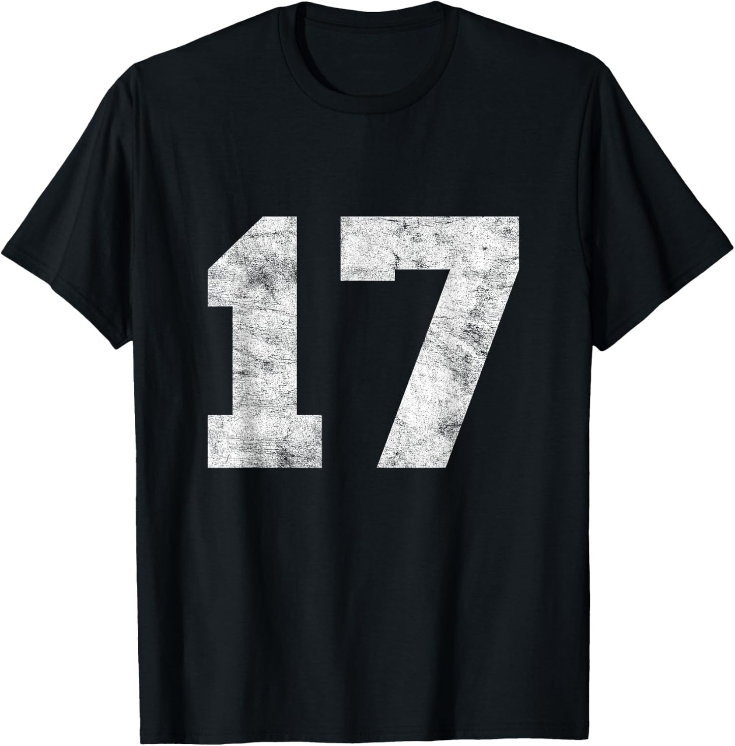 Vintage Lucky Number 17 Birthday Sports Player Team Athlete T-Shirt - T-Shirt | Black