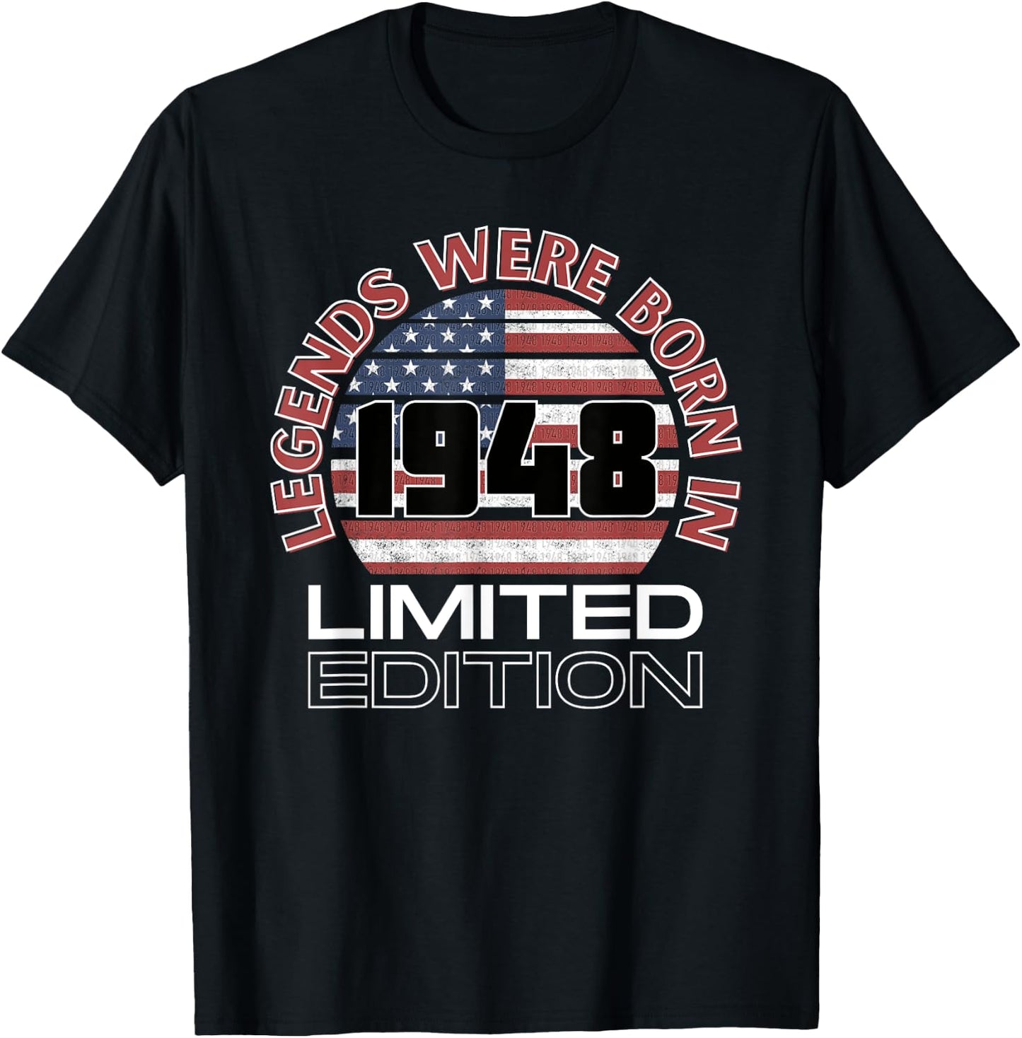 Legends were born in 1948 American Vintage Sunset Design T-Shirt - T-Shirt | Black