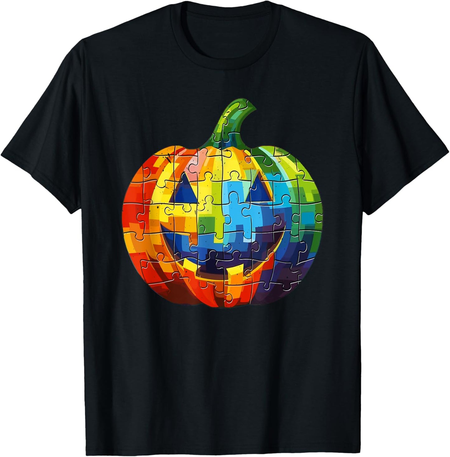 Autism Halloween Puzzle Trick Or Treat Autism Awareness T-Shirt - T-Shirt | Black