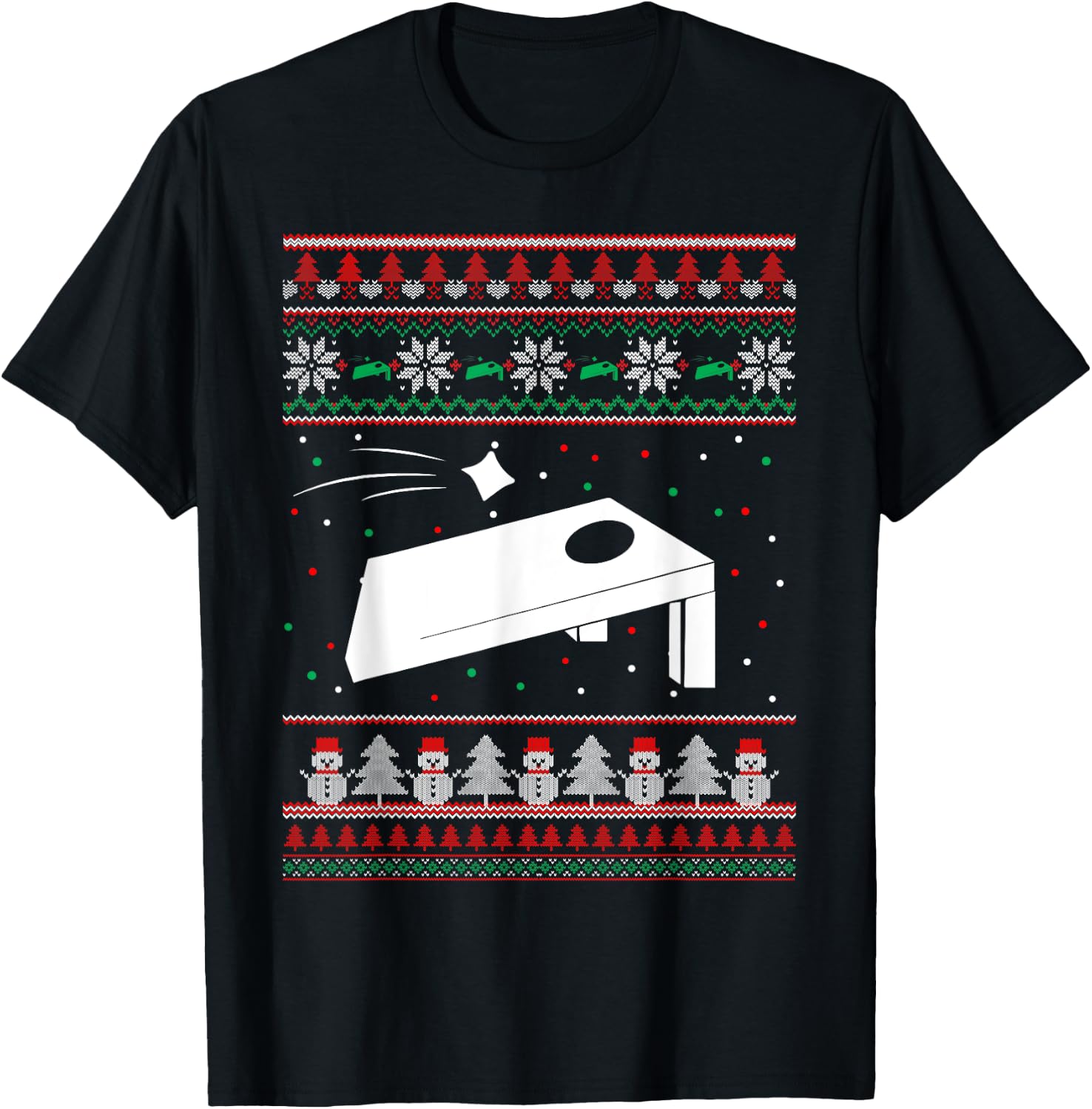 Cornhole Ugly Christmas Sweater Pajama Gifts Women T-Shirt - T-Shirt | Black