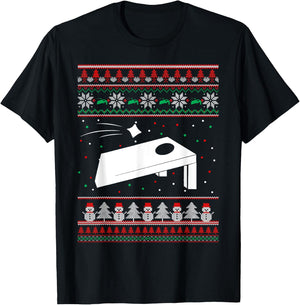 Cornhole Ugly Christmas Sweater Pajama Gifts Women T-Shirt - T-Shirt | Black