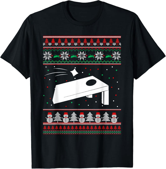 Cornhole Ugly Christmas Sweater Pajama Gifts Women T-Shirt - T-Shirt | Black