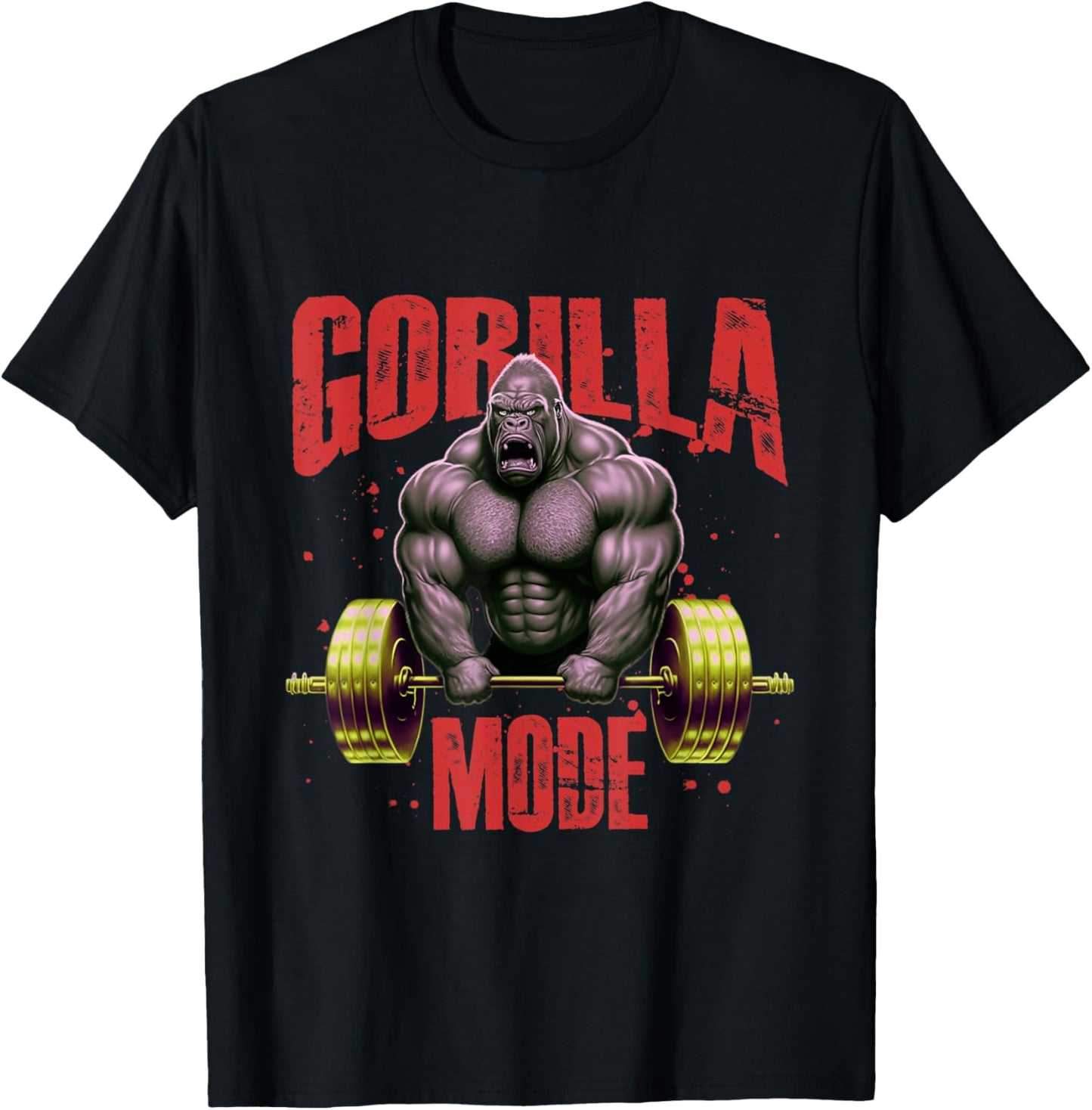 Gorilla Mode Weightlifting Gym | Bodybuilding Workout Beast T-Shirt - T-Shirt | Black