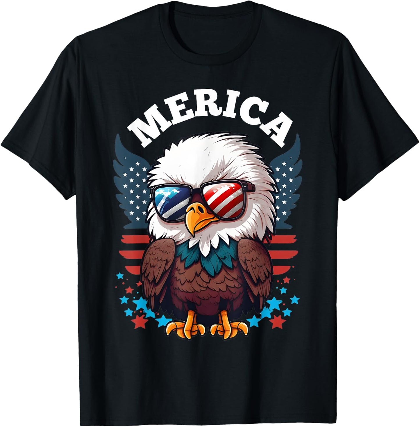 Merica Toddler Eagle Funny Patriotic Eagle USA Flag Kids T-Shirt - T-Shirt | Black