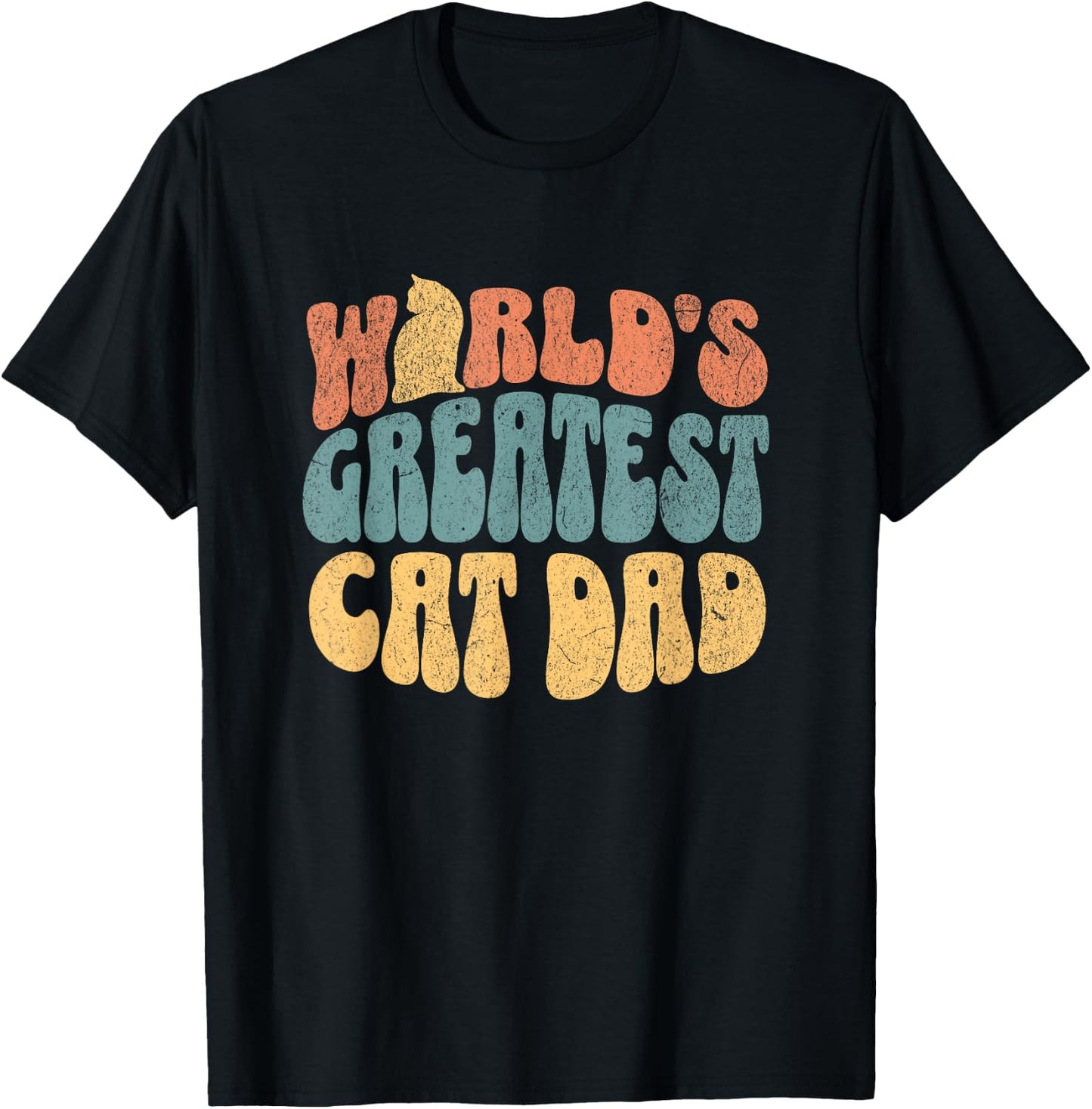 Cat Dad Shirt World's Greatest Cat Dad Men Women Kids T-Shirt - T-Shirt | Black