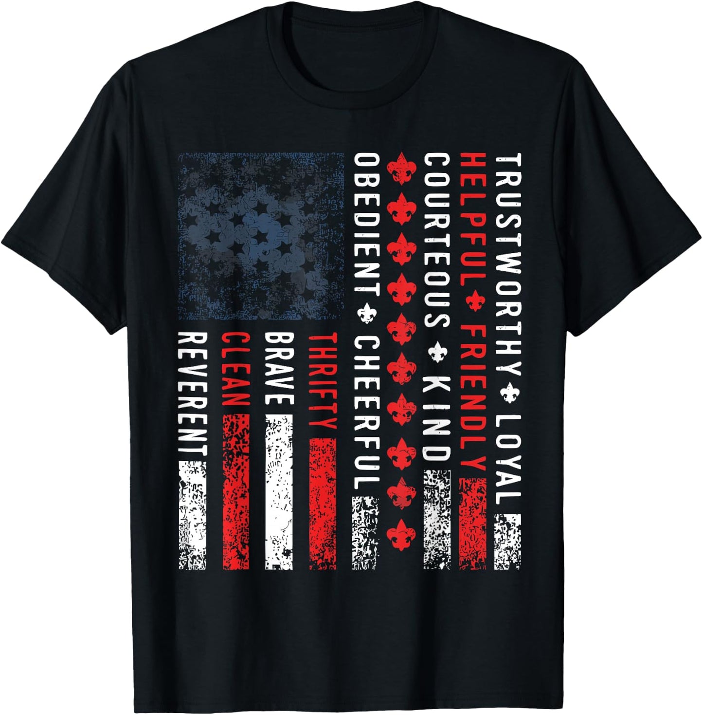Scouting Law Vintage US America Flag Scouting T-Shirt - T-Shirt | Black