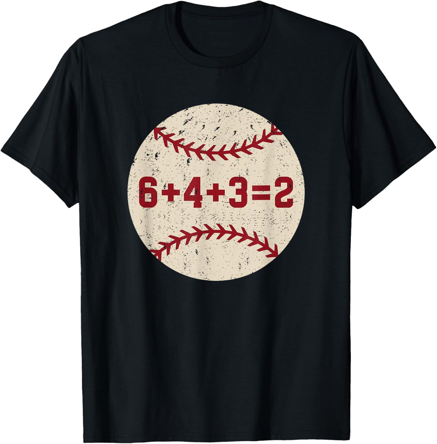 6+4+3=2 Baseball Double Play Retro Funny Baseball Player T-Shirt - T-Shirt | Black
