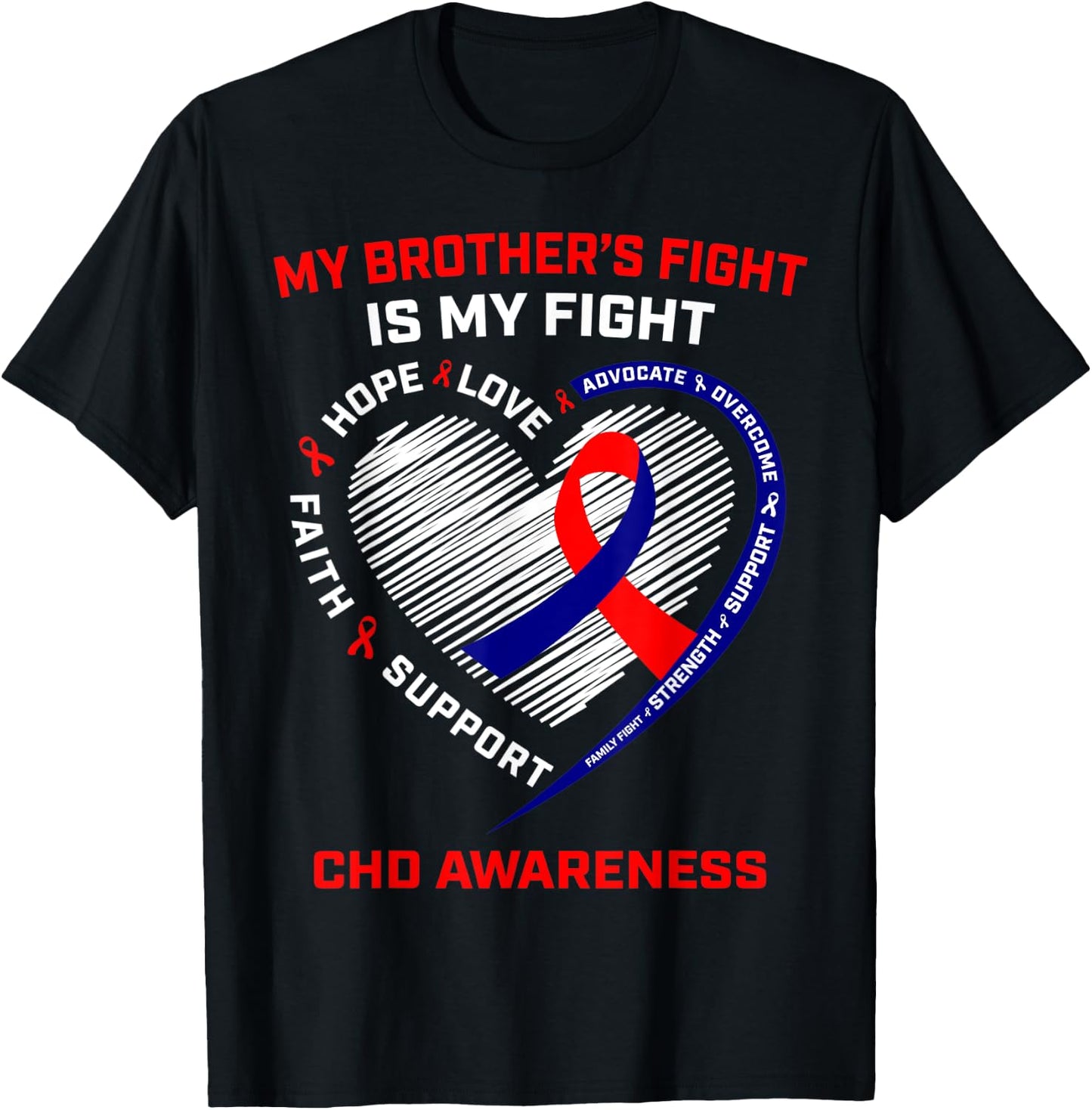 Brother CHD Awareness Congenital Heart Disease Defect Gifts T-Shirt - T-Shirt | Black
